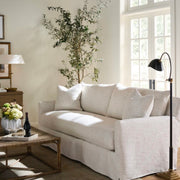 Rowe Furniture Lilah White Linen Slipcovered 89” Sofa ~ Express Collection