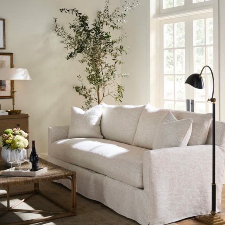 Rowe Furniture Lilah White Linen Slipcovered 89” Sofa ~ Express Collection