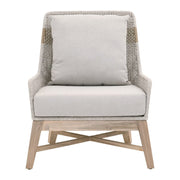 Essentials For Living Tapestry Outdoor Club Chair ~ Taupe & White Flat Rope, Taupe Stripe, Performance Pumice, Gray Teak