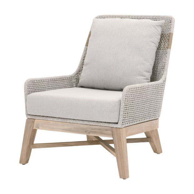 Essentials For Living Tapestry Outdoor Club Chair ~ Taupe & White Flat Rope, Taupe Stripe, Performance Pumice, Gray Teak