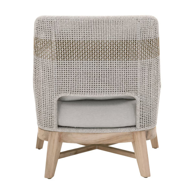 Essentials For Living Tapestry Outdoor Club Chair ~ Taupe & White Flat Rope, Taupe Stripe, Performance Pumice, Gray Teak