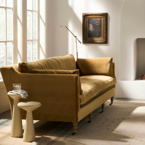 Rowe Furniture Madeline Antiqued Amber Velvet 90” Sofa ~ Express Collection