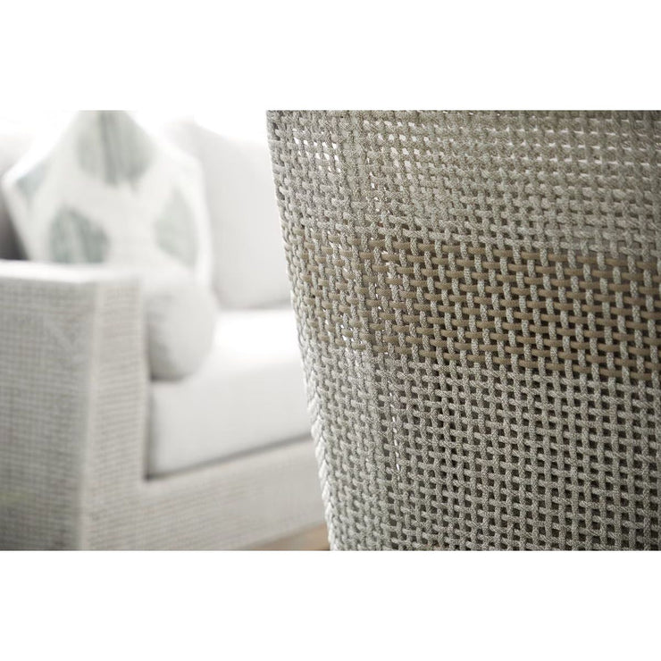 Essentials For Living Tapestry Outdoor Club Chair ~ Taupe & White Flat Rope, Taupe Stripe, Performance Pumice, Gray Teak