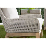 Essentials For Living Tapestry Outdoor Club Chair ~ Taupe & White Flat Rope, Taupe Stripe, Performance Pumice, Gray Teak