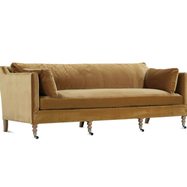 Rowe Furniture Madeline Antiqued Amber Velvet 90” Sofa ~ Express Collection