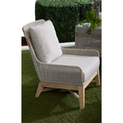 Essentials For Living Tapestry Outdoor Club Chair ~ Taupe & White Flat Rope, Taupe Stripe, Performance Pumice, Gray Teak