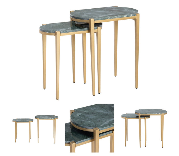 Crestview Collection Beckham Marble Set of 2 Nesting Accent Tables