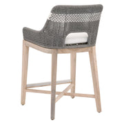 Essentials For Living Tapestry Outdoor Counter Stool ~ Dove Flat Rope, White Speckle Stripe, Performance White Speckle, Gray Teak