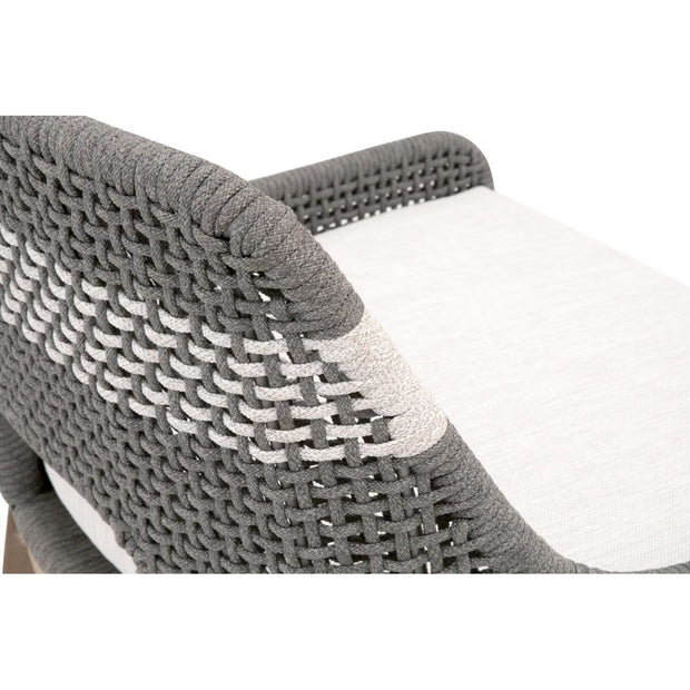 Essentials For Living Tapestry Outdoor Counter Stool ~ Dove Flat Rope, White Speckle Stripe, Performance White Speckle, Gray Teak