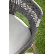 Essentials For Living Tapestry Outdoor Counter Stool ~ Dove Flat Rope, White Speckle Stripe, Performance White Speckle, Gray Teak