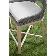 Essentials For Living Tapestry Outdoor Counter Stool ~ Dove Flat Rope, White Speckle Stripe, Performance White Speckle, Gray Teak