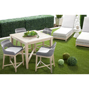 Essentials For Living Tapestry Outdoor Counter Stool ~ Dove Flat Rope, White Speckle Stripe, Performance White Speckle, Gray Teak