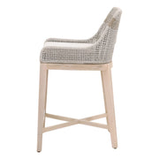 Essentials For Living Tapestry Outdoor Counter Stool ~ Taupe & White Flat Rope, Taupe Stripe, Performance Pumice, Gray Teak