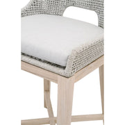 Essentials For Living Tapestry Outdoor Counter Stool ~ Taupe & White Flat Rope, Taupe Stripe, Performance Pumice, Gray Teak