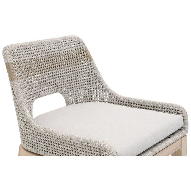 Essentials For Living Tapestry Outdoor Counter Stool ~ Taupe & White Flat Rope, Taupe Stripe, Performance Pumice, Gray Teak