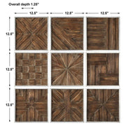 Uttermost Bryndle Set of 9 Distressed Fir Wood Square Wall Panels