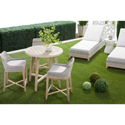 Essentials For Living Tapestry Outdoor Counter Stool ~ Taupe & White Flat Rope, Taupe Stripe, Performance Pumice, Gray Teak