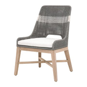 Essentials For Living Tapestry Outdoor Dining Chair ~ Dove Flat Rope, White Speckle Stripe, Performance White Speckle, Gray Teak