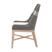 Essentials For Living Tapestry Outdoor Dining Chair ~ Dove Flat Rope, White Speckle Stripe, Performance White Speckle, Gray Teak