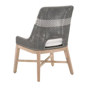 Essentials For Living Tapestry Outdoor Dining Chair ~ Dove Flat Rope, White Speckle Stripe, Performance White Speckle, Gray Teak