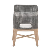 Essentials For Living Tapestry Outdoor Dining Chair ~ Dove Flat Rope, White Speckle Stripe, Performance White Speckle, Gray Teak