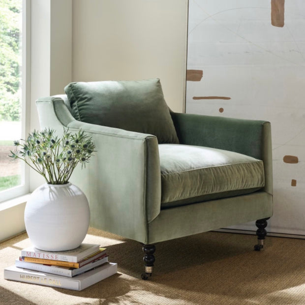 Rowe Furniture Madeline Antiqued Moss Velvet Accent Chair ~ Express Collection
