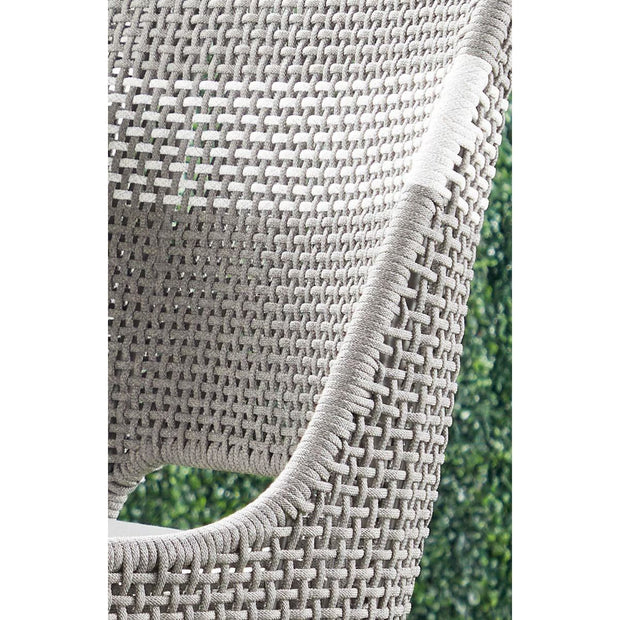 Essentials For Living Tapestry Outdoor Dining Chair ~ Dove Flat Rope, White Speckle Stripe, Performance White Speckle, Gray Teak