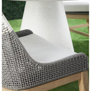 Essentials For Living Tapestry Outdoor Dining Chair ~ Dove Flat Rope, White Speckle Stripe, Performance White Speckle, Gray Teak