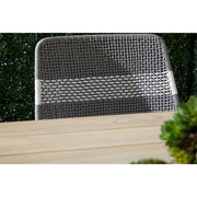 Essentials For Living Tapestry Outdoor Dining Chair ~ Dove Flat Rope, White Speckle Stripe, Performance White Speckle, Gray Teak