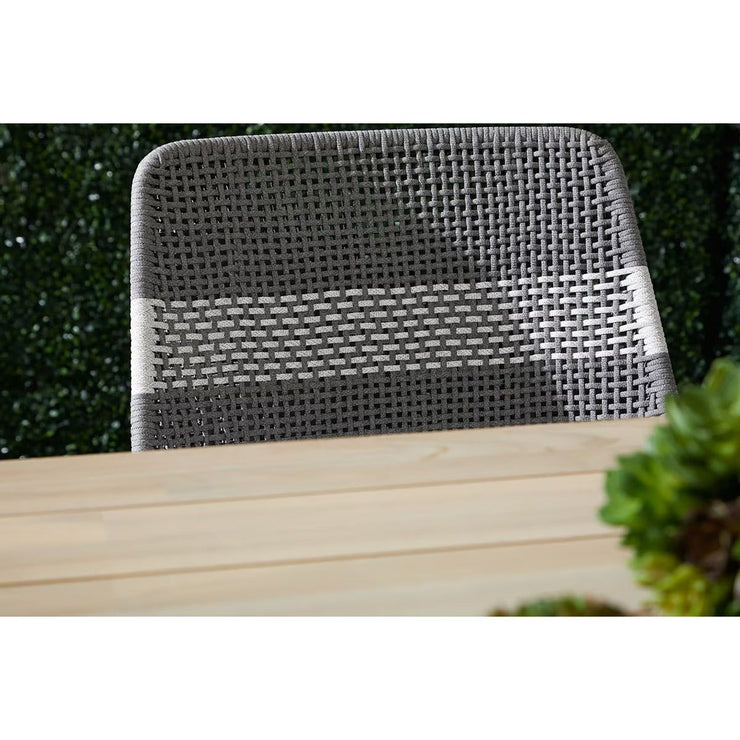 Essentials For Living Tapestry Outdoor Dining Chair ~ Dove Flat Rope, White Speckle Stripe, Performance White Speckle, Gray Teak