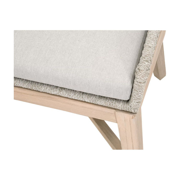 Essentials For Living Tapestry Outdoor Dining Chair ~ Taupe & White Flat Rope, Taupe Stripe, Performance Pumice, Gray Teak
