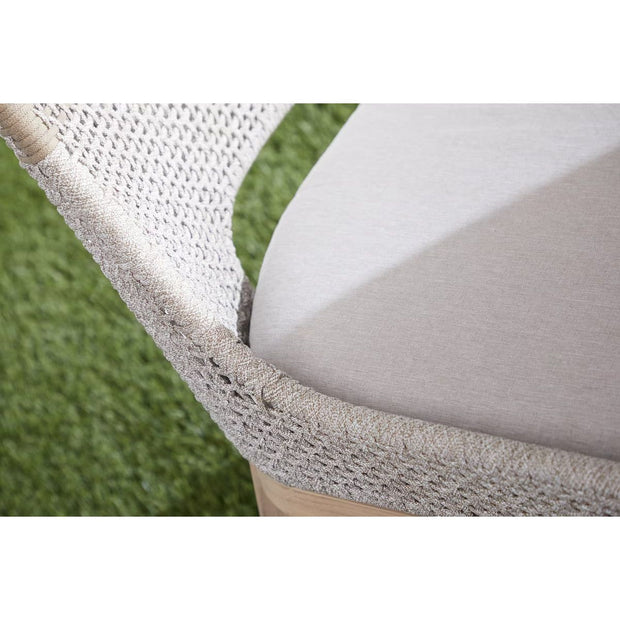Essentials For Living Tapestry Outdoor Dining Chair ~ Taupe & White Flat Rope, Taupe Stripe, Performance Pumice, Gray Teak