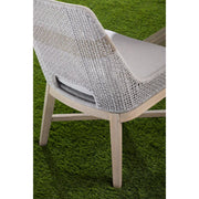 Essentials For Living Tapestry Outdoor Dining Chair ~ Taupe & White Flat Rope, Taupe Stripe, Performance Pumice, Gray Teak