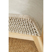 Essentials For Living Tapestry Outdoor Footstool ~ Taupe & White Flat Rope, Performance Pumice, Gray Teak
