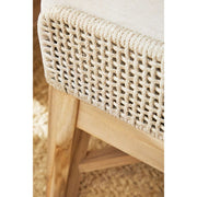 Essentials For Living Tapestry Outdoor Footstool ~ Taupe & White Flat Rope, Performance Pumice, Gray Teak