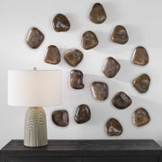 Uttermost Pebbles Set of 9 Walnut Brown Finish Spalted Tamarind Wood Wall Art Decor