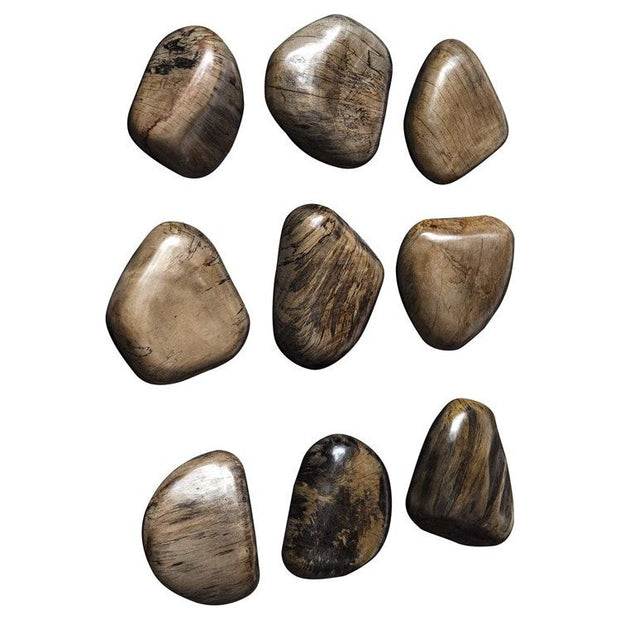 Uttermost Pebbles Set of 9 Walnut Brown Finish Spalted Tamarind Wood Wall Art Decor