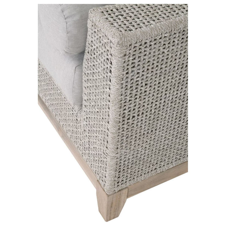 Essentials For Living Tropez Outdoor 90” Sofa ~ Taupe & White Flat Rope, Performance Pumice, Gray Teak