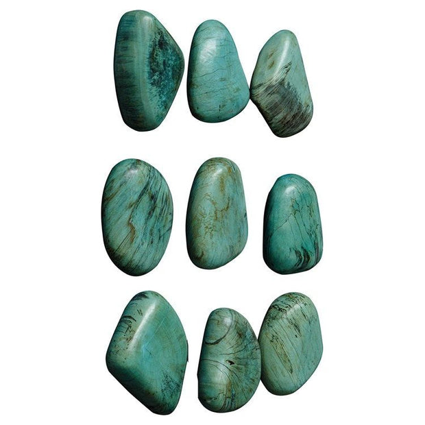 Uttermost Pebbles Set of 9 Aqua Finish Spalted Tamarind Wood Wall Art Decor