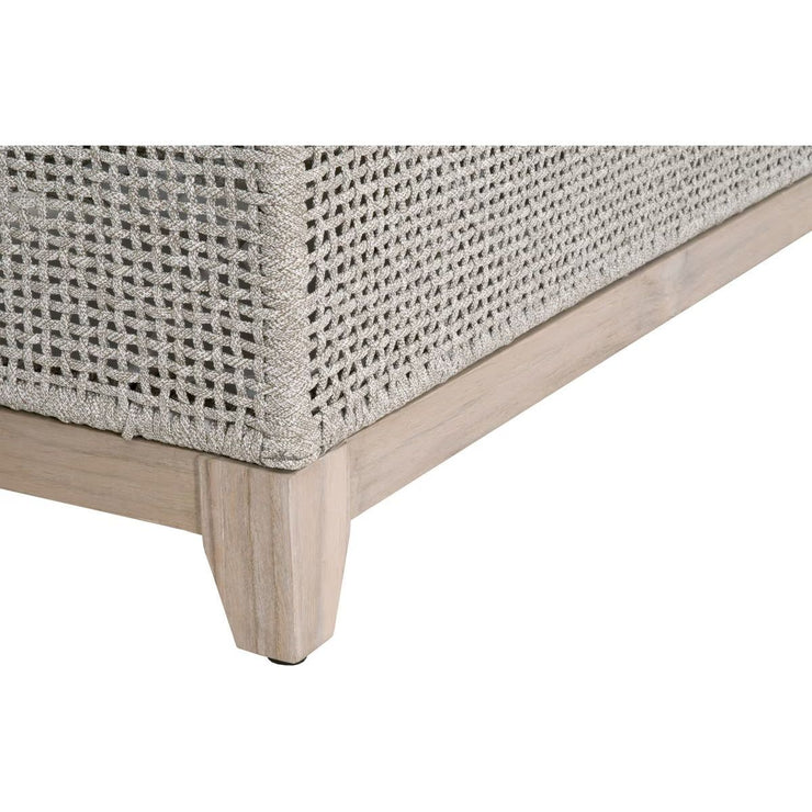 Essentials For Living Tropez Outdoor 90” Sofa ~ Taupe & White Flat Rope, Performance Pumice, Gray Teak