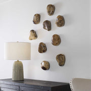Uttermost Pebbles Set of 9 Natural Blonde Finish Spalted Tamarind Wood Wall Art Decor