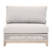 Essentials For Living Tropez Outdoor Modular Armless Sofa Chair ~ Taupe & White Flat Rope, Performance Pumice, Gray Teak