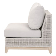 Essentials For Living Tropez Outdoor Modular Armless Sofa Chair ~ Taupe & White Flat Rope, Performance Pumice, Gray Teak