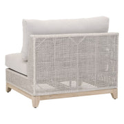 Essentials For Living Tropez Outdoor Modular Armless Sofa Chair ~ Taupe & White Flat Rope, Performance Pumice, Gray Teak
