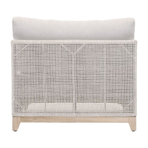 Essentials For Living Tropez Outdoor Modular Armless Sofa Chair ~ Taupe & White Flat Rope, Performance Pumice, Gray Teak