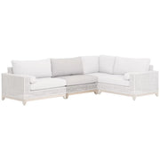 Essentials For Living Tropez Outdoor Modular Armless Sofa Chair ~ Taupe & White Flat Rope, Performance Pumice, Gray Teak