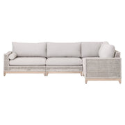 Essentials For Living Tropez Outdoor Modular Armless Sofa Chair ~ Taupe & White Flat Rope, Performance Pumice, Gray Teak