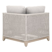 Essentials For Living Tropez Outdoor Modular Corner Sofa ~ Taupe & White Flat Rope, Performance Pumice, Gray Teak