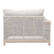 Essentials For Living Tropez Outdoor Modular Left Facing 1-Arm Sofa ~ Taupe & White Flat Rope, Performance Pumice, Gray Teak