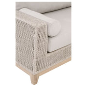 Essentials For Living Tropez Outdoor Modular Left Facing 1-Arm Sofa ~ Taupe & White Flat Rope, Performance Pumice, Gray Teak